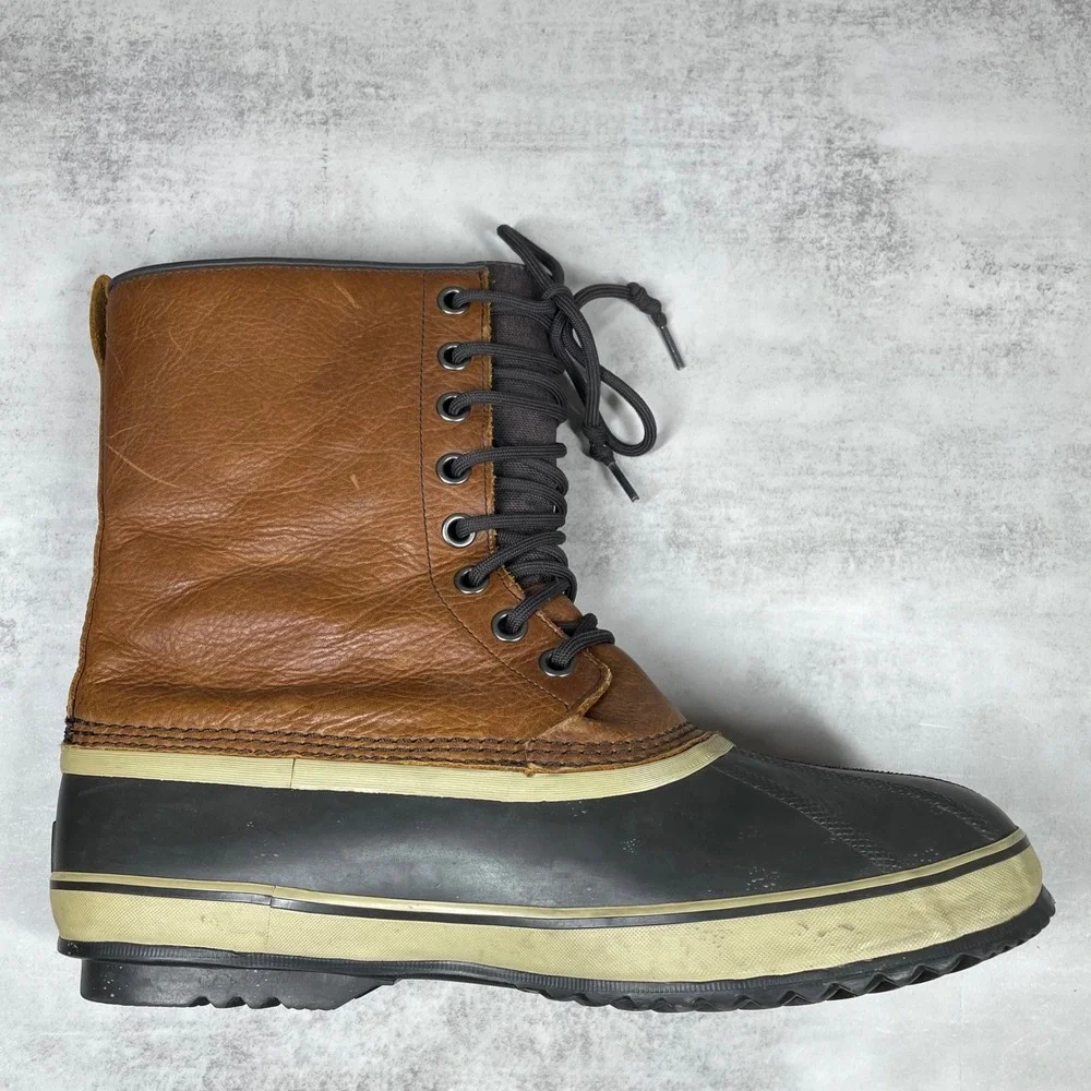 Sorel Boots Mens 13 Caribou Waterproof Snow Leather Lace‎ Up Winter Utility
